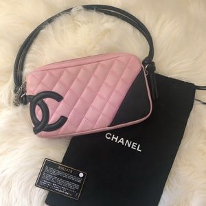 Authentic Chanel Cambon shoulder bag pink